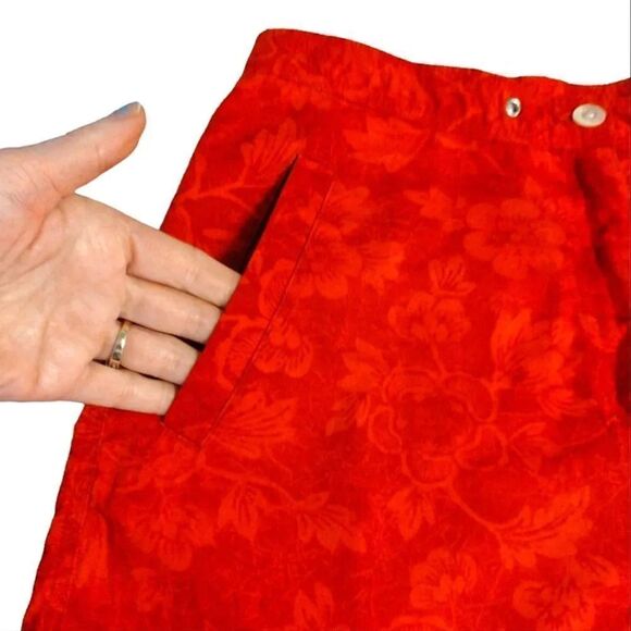 VTG Lauren Ralph Lauren Red Tropical High Rise Cotton Shorts Size 6 - Picture 4 of 11